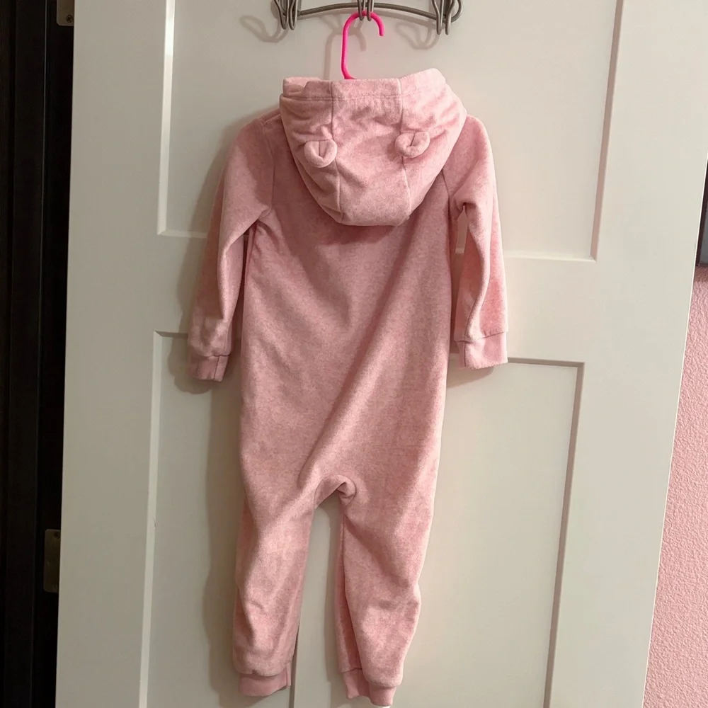 Carter's soft Pink Fleece Hooded jumpsuit